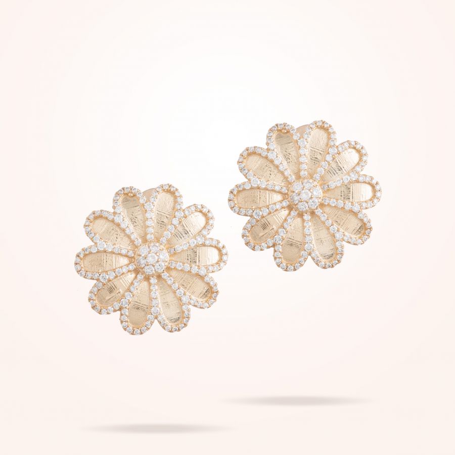 17.15mm Daisy Elegance Earrings, Diamond, Rose Gold 18K