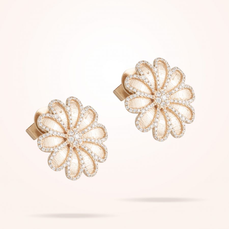 17.15mm Daisy Elegance Earrings, Diamond, Rose Gold 18K