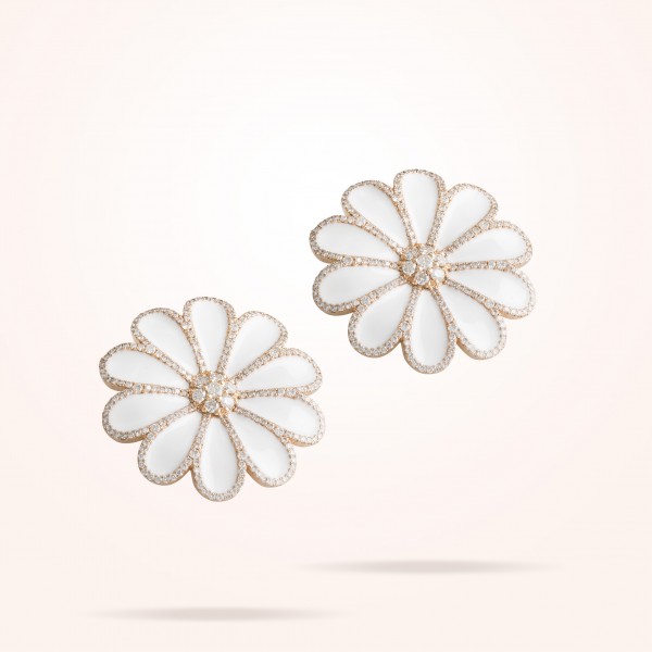 28.5mm Daisy Elegance Earrings, Diamond, Rose Gold 18K - Thumbnail