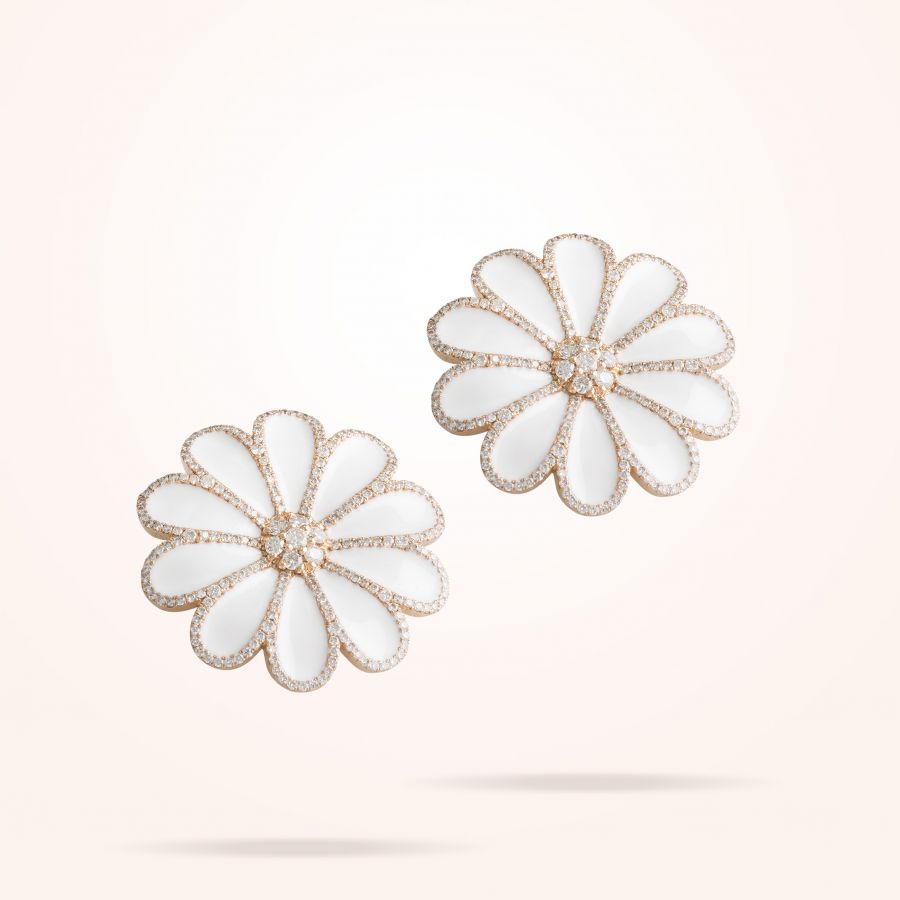 28.5mm Daisy Elegance Earrings, Diamond, Rose Gold 18K