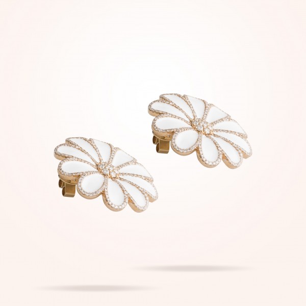 28.5mm Daisy Elegance Earrings, Diamond, Rose Gold 18K - Thumbnail