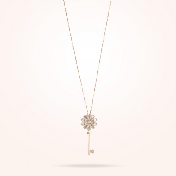 MARVVA - 17.15mm Daisy Elegance Pendant, Diamond, Rose Gold 18K