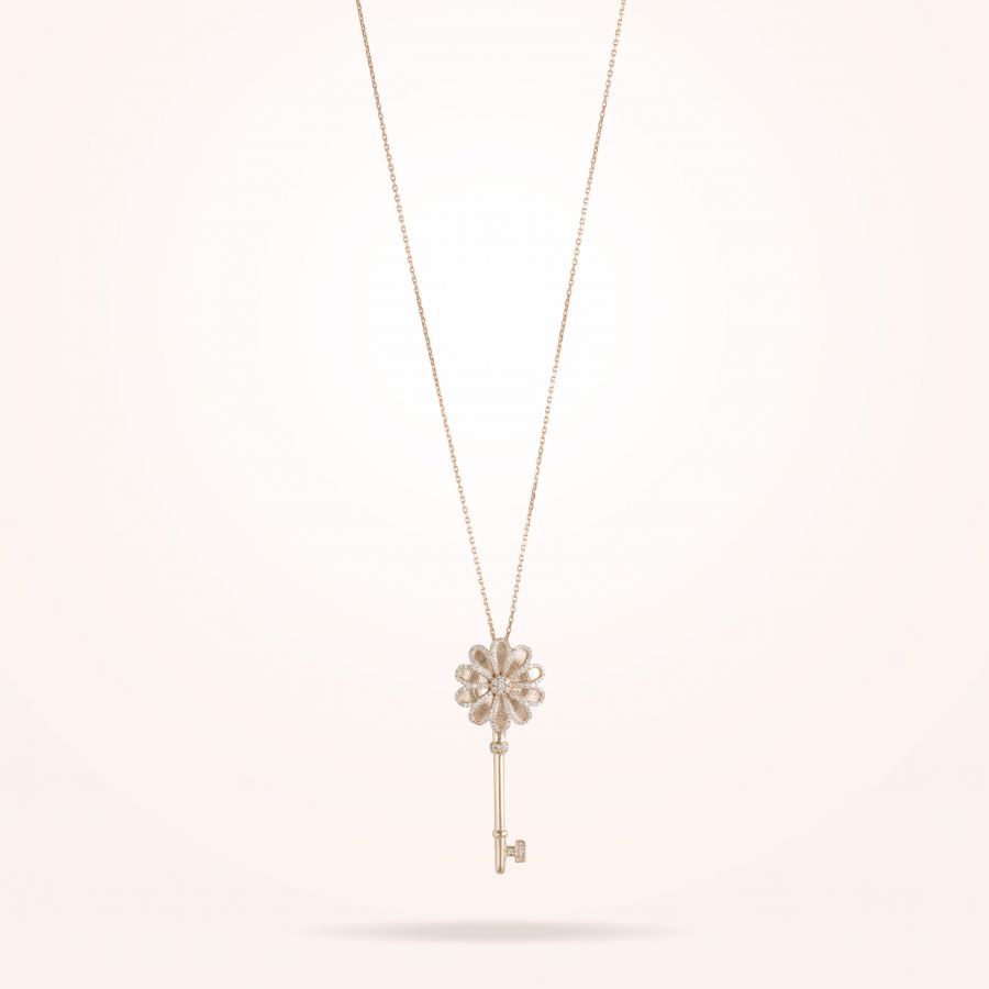 17.15mm Daisy Elegance Pendant, Diamond, Rose Gold 18K