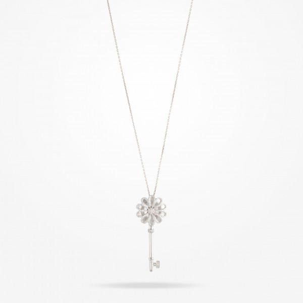 MARVVA - 17.15mm Daisy Elegance Pendant, Diamond, White Gold 18K