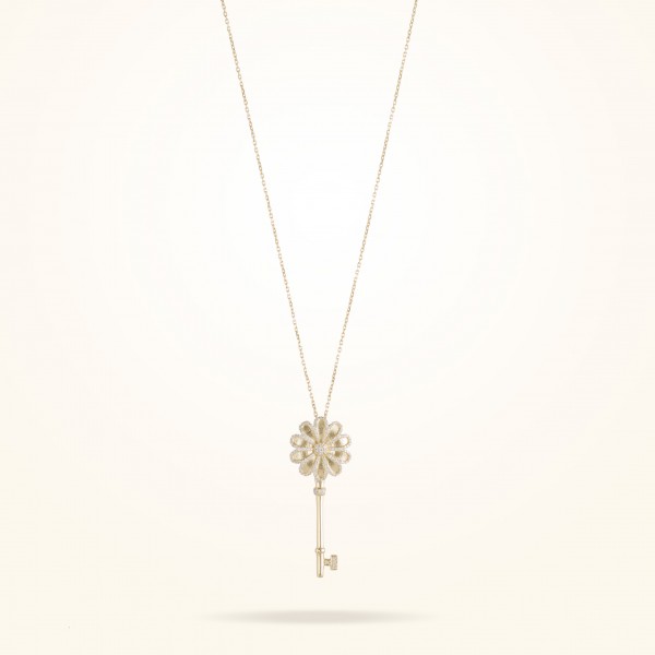 MARVVA - 17.15mm Daisy Elegance Pendant, Diamond, Yellow Gold 18K