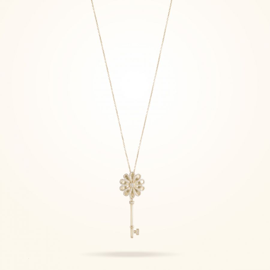 17.15mm Daisy Elegance Pendant, Diamond, Yellow Gold 18K