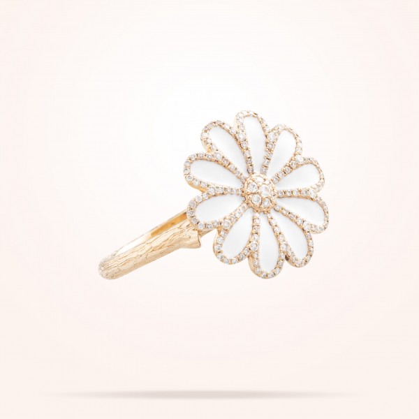 MARVVA - 17.15mm Daisy Elegance Ring, Diamond, Rose Gold 18K