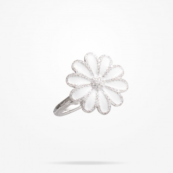 MARVVA - 17.15mm Daisy Elegance Ring, Diamond, White Gold 18K