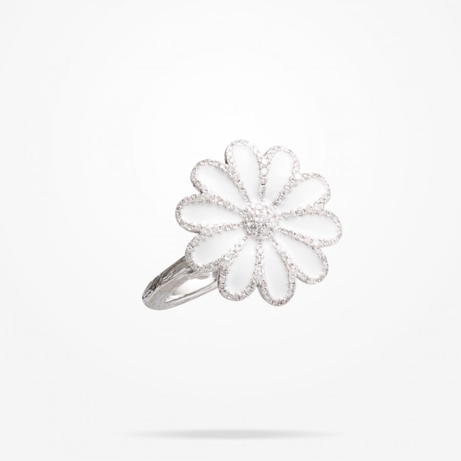 17.15mm Daisy Elegance Ring, Diamond, White Gold 18K