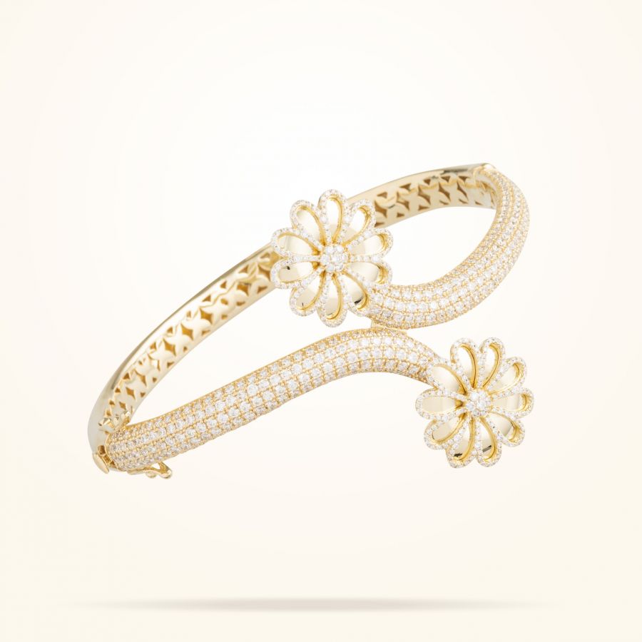 17.15mm Daisy Reflection Bangle, Diamond, Yellow Gold 18K