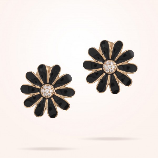 16mm Daisy Classic Earrings, Diamond, Rose Gold 18K - Thumbnail