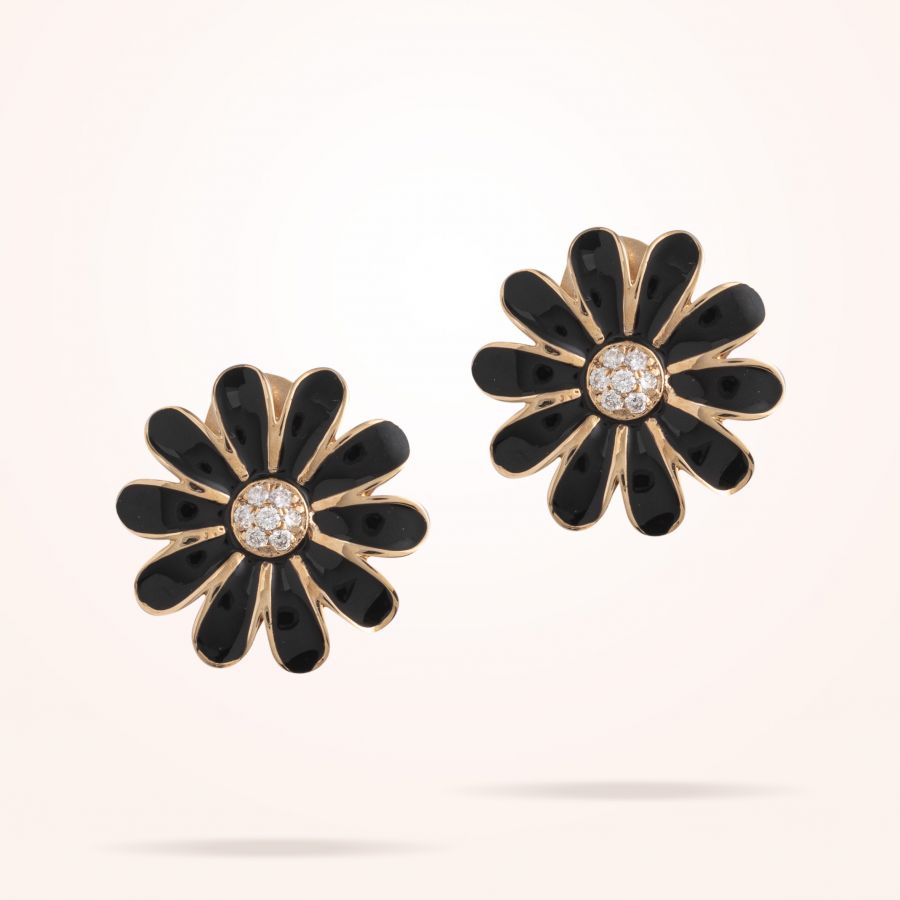 16mm Daisy Classic Earrings, Diamond, Rose Gold 18K