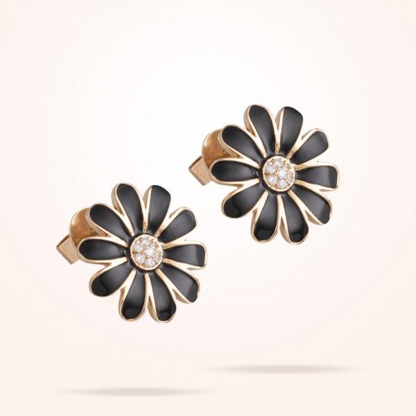 16mm Daisy Classic Earrings, Diamond, Rose Gold 18K - Thumbnail