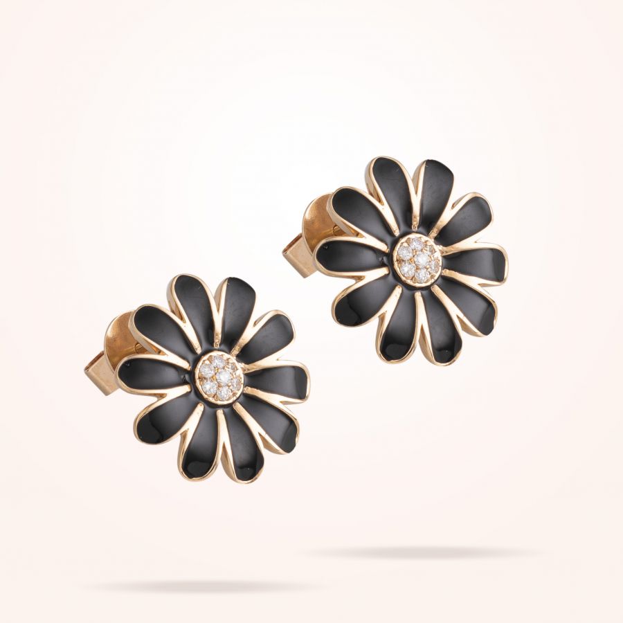 16mm Daisy Classic Earrings, Diamond, Rose Gold 18K