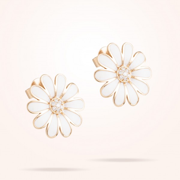 16mm Daisy Classic Earrings, Diamond, Rose Gold 18K - Thumbnail