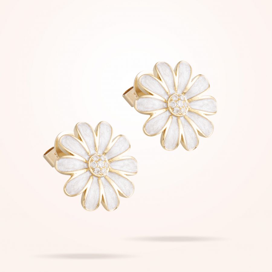 16mm Daisy Classic Earrings, Diamond, Yellow Gold 18K