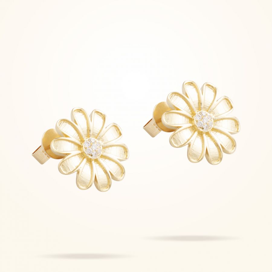 16mm Daisy Classic Earrings, Diamond, Yellow Gold 18K