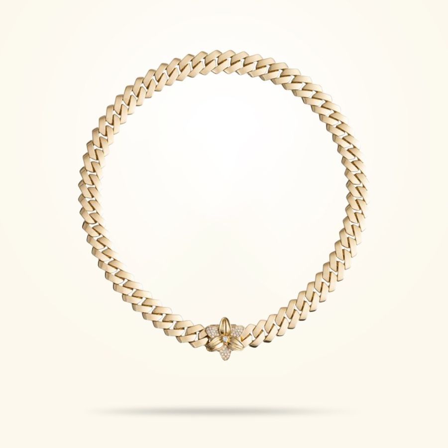 22mm Lily Necklace, Diamond, Yellow Gold 18k