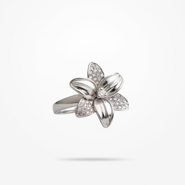 MARVVA - 22mm Lily Ring, Diamond, White Gold 18k