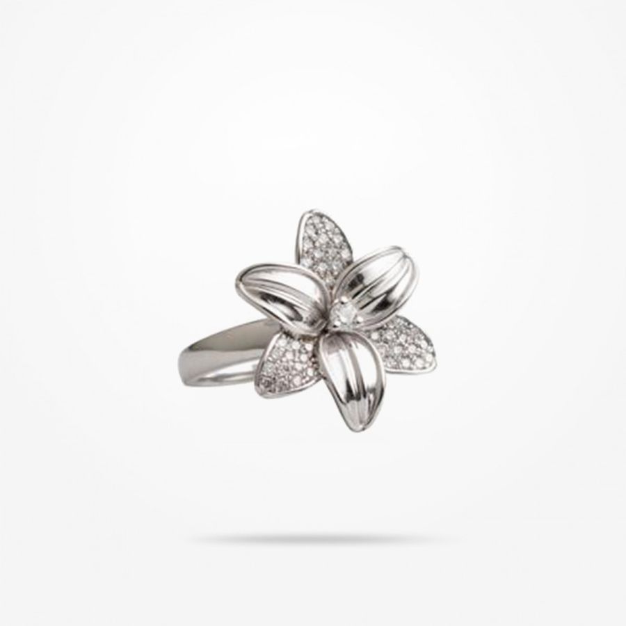 22mm Lily Ring, Diamond, White Gold 18k