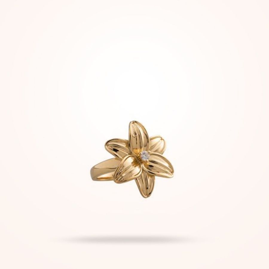 22mm Lily Ring, Diamond, Yellow Gold 18k.