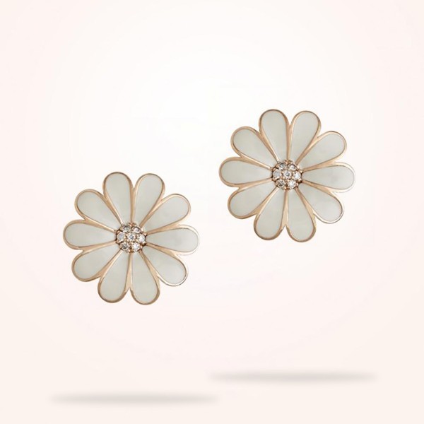 27mm Daisy Classic Earrings, Diamond, Rose Gold 18K - Thumbnail