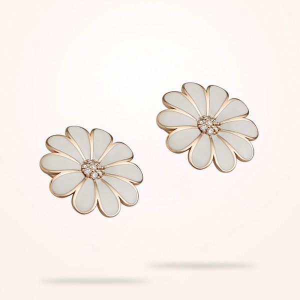 27mm Daisy Classic Earrings, Diamond, Rose Gold 18K - Thumbnail