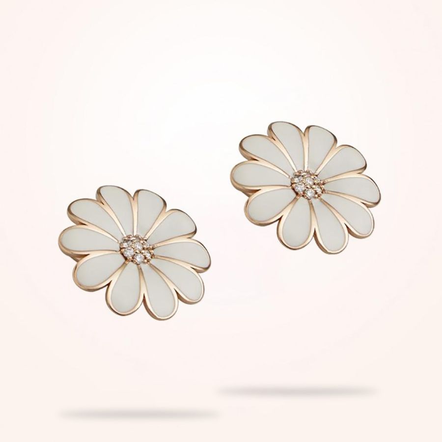 27mm Daisy Classic Earrings, Diamond, Rose Gold 18K