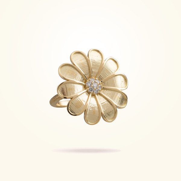 MARVVA - 27mm Daisy Classic Ring, Diamond, Yellow Gold 18K