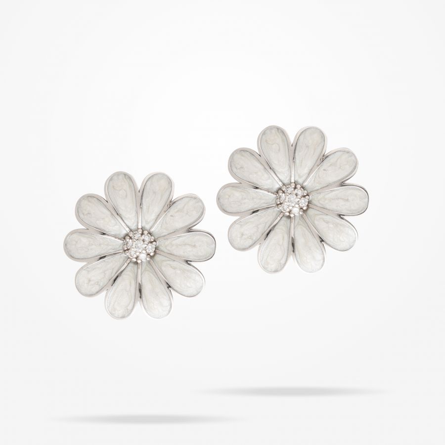 27mm Daisy Classic Earrings, Diamond, White Gold 18K