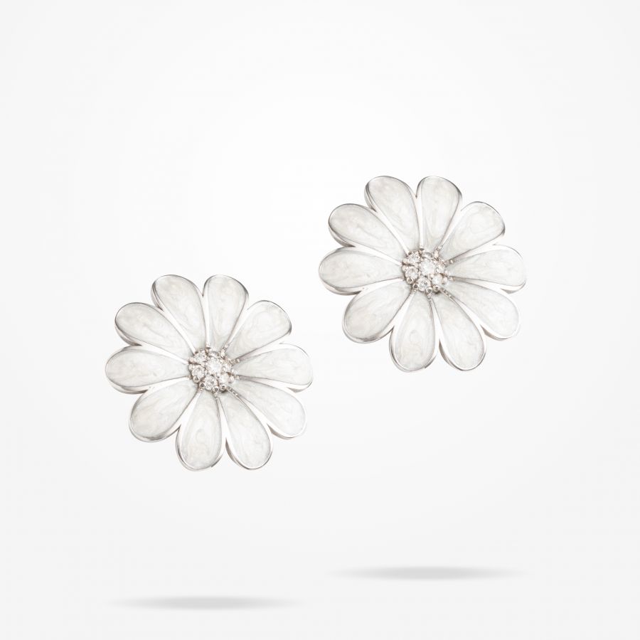 27mm Daisy Classic Earrings, Diamond, White Gold 18K