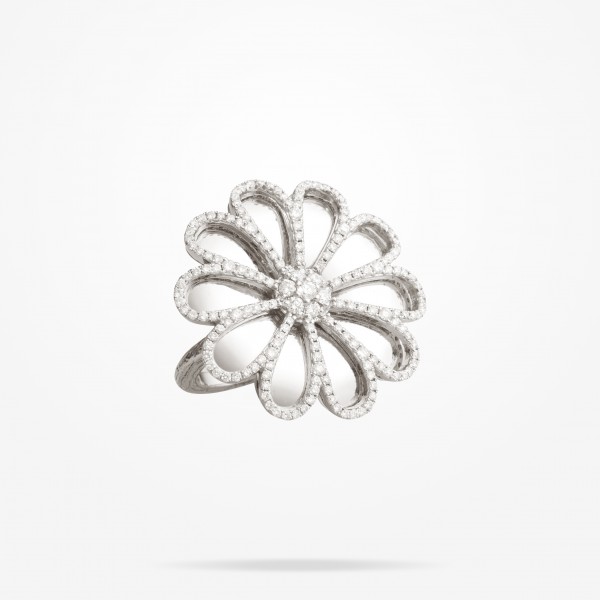 MARVVA - 28.5 Daisy Reflection Ring, Diamond, White Gold 18K