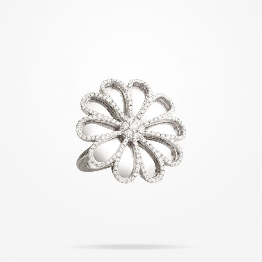 28.5 Daisy Reflection Ring, Diamond, White Gold 18K