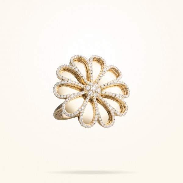 MARVVA - 28.5 Daisy Reflection Ring, Diamond, Yellow Gold 18K