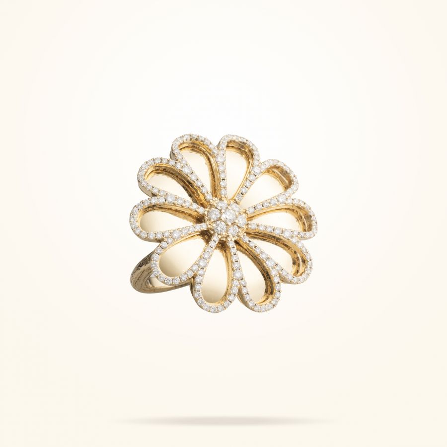 28.5 Daisy Reflection Ring, Diamond, Yellow Gold 18K