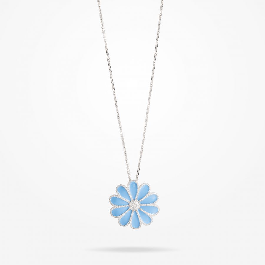 28.5mm Daisy Elegance Pendant, Diamond, White Gold 18K