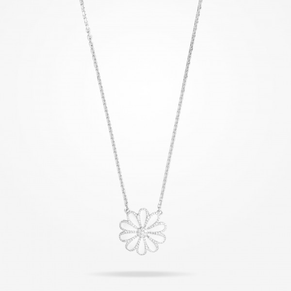 MARVVA - 28.5mm Daisy Elegance Pendant, Diamond, White Gold 18K