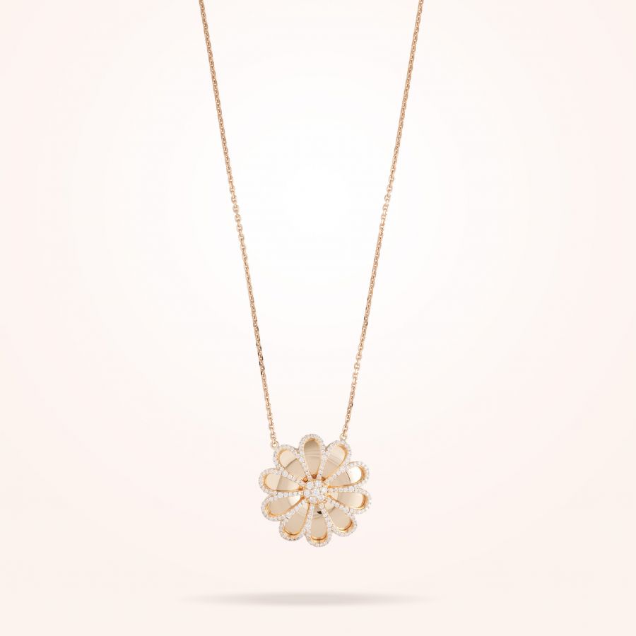 28.5mm Daisy Reflection Pendant, Diamond, Rose Gold 18K