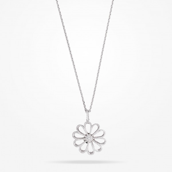 MARVVA - 28.5mm Daisy Reflection Pendant, Diamond, White Gold 18K