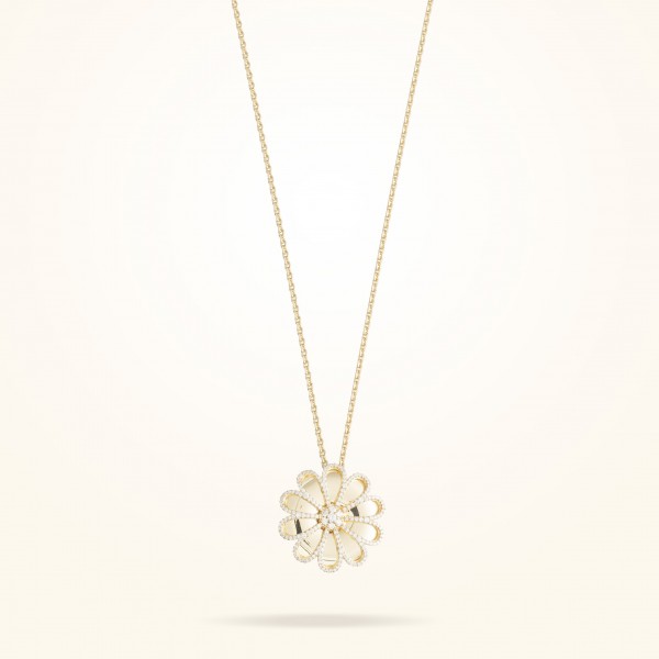 MARVVA - 28.5mm Daisy Reflection Pendant, Diamond, Yellow Gold 18K