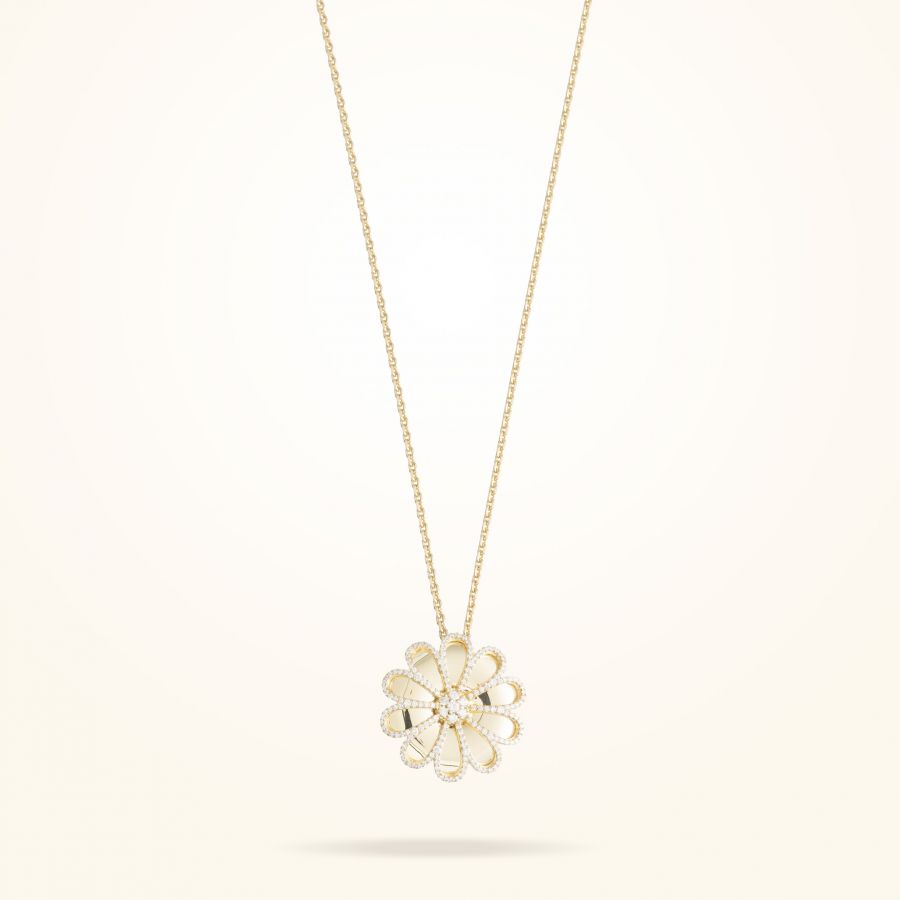 28.5mm Daisy Reflection Pendant, Diamond, Yellow Gold 18K