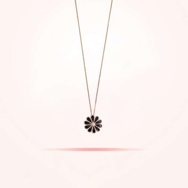 MARVVA - 28.5mm Daisy Elegance Pendant, Diamond, Rose Gold 18K