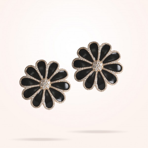 MARVVA - 28.5mm Daisy Elegance Earrings, Diamond, Rose Gold 18K