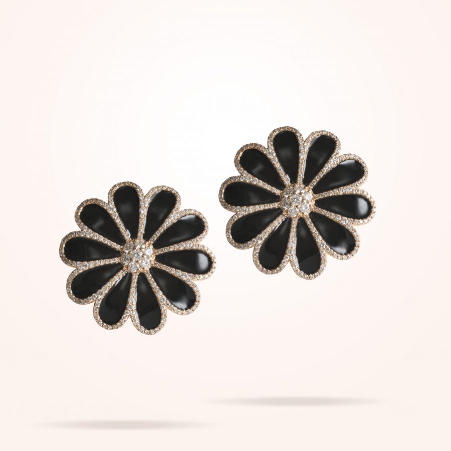 28.5mm Daisy Elegance Earrings, Diamond, Rose Gold 18K