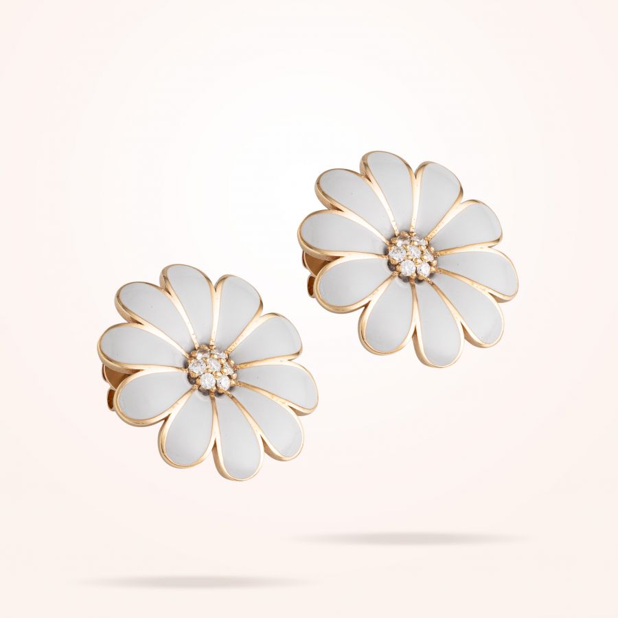 27mm Daisy Classic Earrings, Diamond, Rose Gold 18K