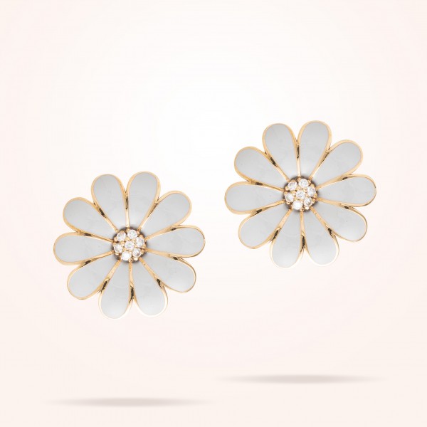 MARVVA - 27mm Daisy Classic Earrings, Diamond, Rose Gold 18K