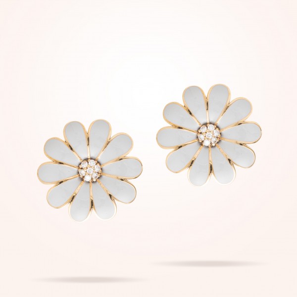 27mm Daisy Classic Earrings, Diamond, Rose Gold 18K - Thumbnail