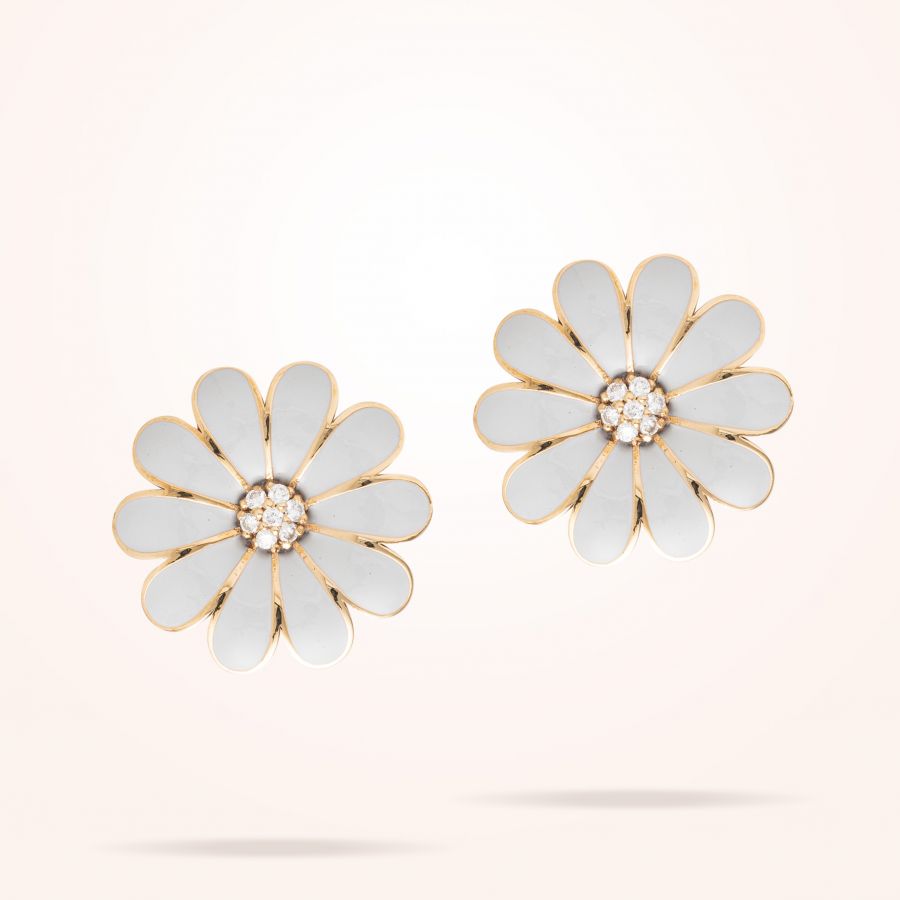 27mm Daisy Classic Earrings, Diamond, Rose Gold 18K