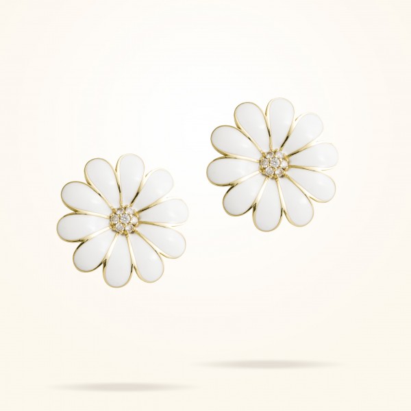 MARVVA - 27mm Daisy Classic Earrings, Diamond, Yellow Gold 18K