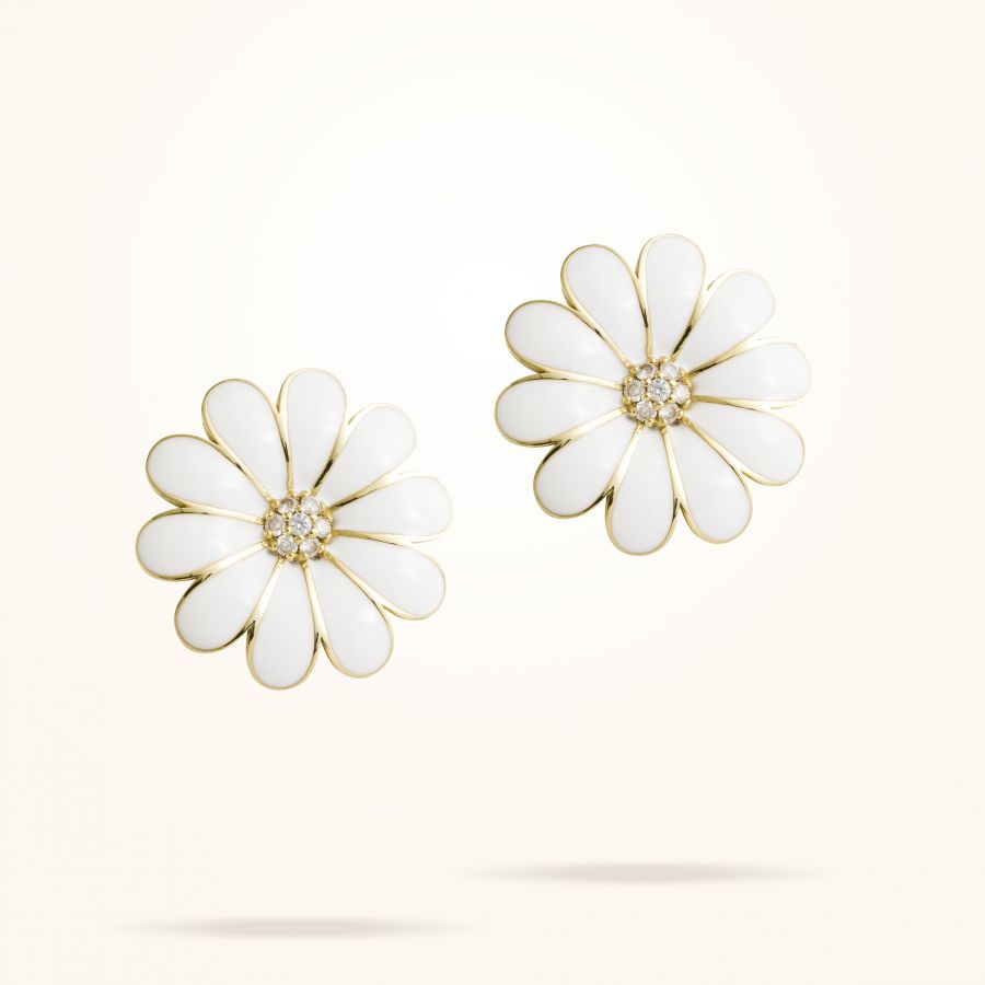 27mm Daisy Classic Earrings, Diamond, Yellow Gold 18K